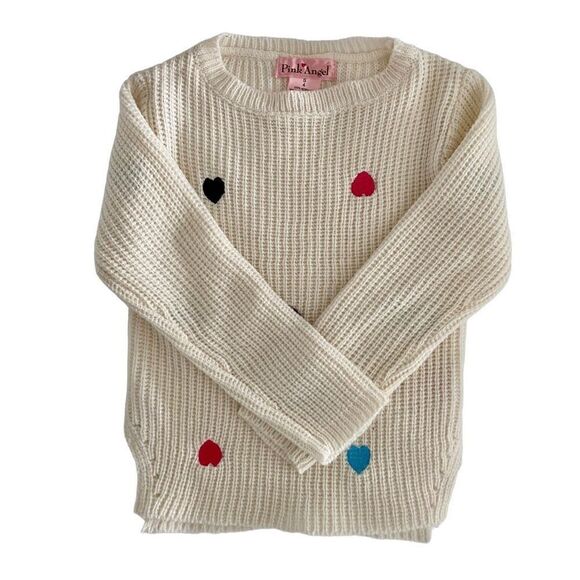 Pink Angel Toddler Girl Acrylic Heart Sweater 4T - Picture 3 of 5